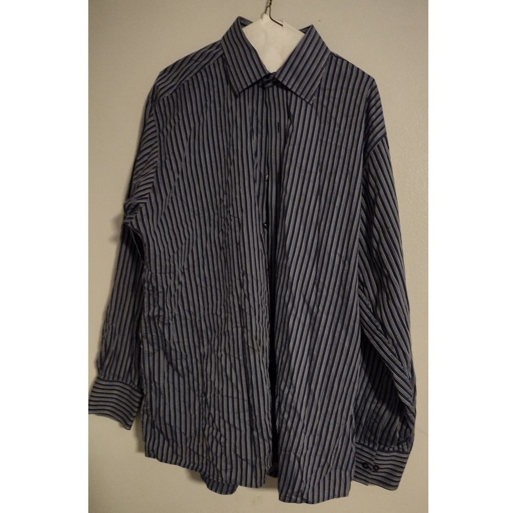 Michael Kors Men's XL Dress Shirt Blue White Long Sleeve Button Down 17 34/35